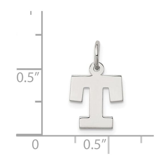 Sterling Silver, Amanda Collection Small Block Style Initial T Pendant - Picture 4 of 5